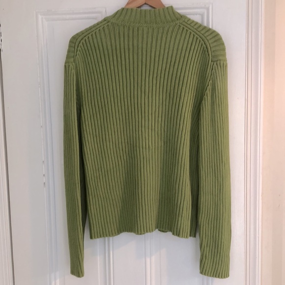 Hanna Andersson bright green zip front pull over sweater - Picture 5 of 5